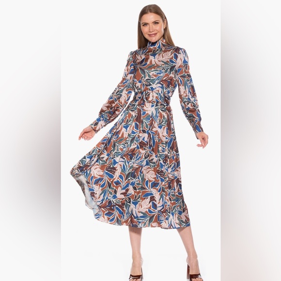 NWT Alexia Admore Safiya Long Sleeve Belted Fit & Flare Dress Size 14 - Picture 3 of 7